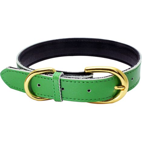 Collier Pour Chien - Cuir Véritable Crazy Horse - Forme Ronde - Fermoir Métallique Doré - Pour Chiens Moyens Et Petits - 1 Pièce (1/5)
