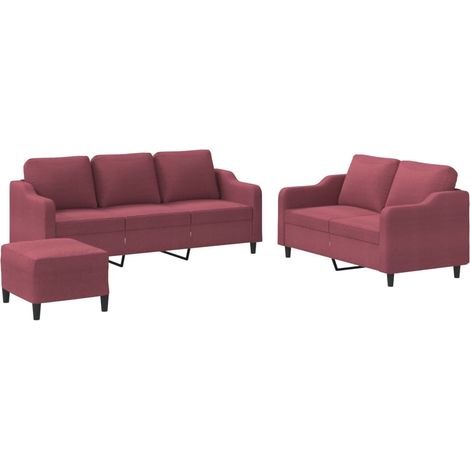 Maison Exclusive - Ensemble de canapés 3 pcs avec coussins Rouge bordeaux Tissu (1/5)