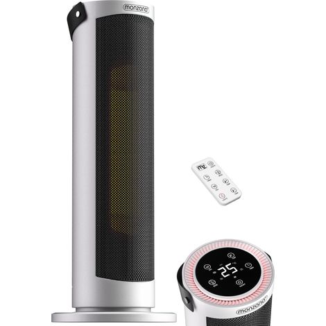 Monzana – Radiateur soufflant céramique 2000W – Plage de température 15-35°C – Oscillation 70° – Minuteur 1-9h – Télécommande incluse – Design compact