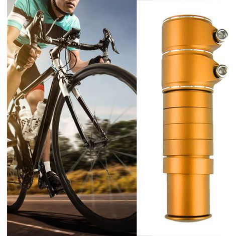 Prolongateur de potence vélo 13 cm en alliage d'aluminium doré pour VTT et vélo de route, élévateur de guidon