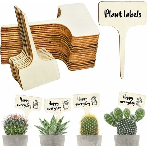 50Pcs étiquettes de Plantes Durables, T Type étiquettes Plantes en Bois étiquettes de Jardin Imperméable, Garden Etiquettes Signes pour Fleur Légumes Graine Jardin Pépinière (6 x 10 cm)