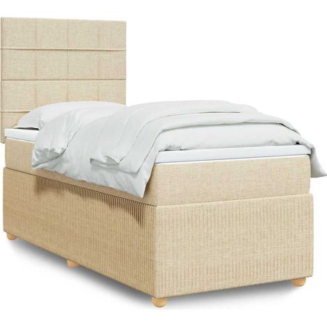 Cama box spring con colchón tela color crema 80x200 cm vidaXL (1/5)