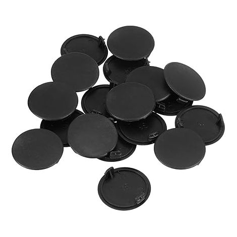 Cache-Trous de charnière, 18 pièces 35mm (1-3/8") ID - Cache-Trou de charnière en Plastique Rond de Type encastré pour Meuble Armoire (Noir) (1/5)