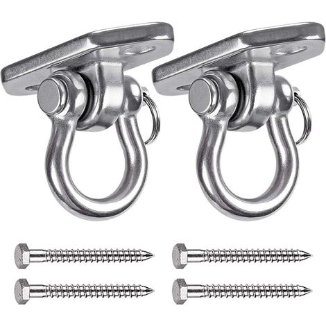 2 Pièces Crochet de Plafond, Acier Inoxydable 304 Fixations Murales Crochet de Sac de Boxe pour Plafond Bois Balançoire Régler Support, Gym, Corde, Chaise Hamac, Balançoire de yoga, Max 450kg