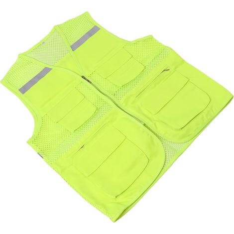 Reflektierende Warnweste, wasserdicht, atmungsaktiv, hohe Sichtbarkeit, Sicherheitsweste aus Mesh für Baustellen und Nachtfahrten, Größe 2XL, fluoreszierend grün (1/5)