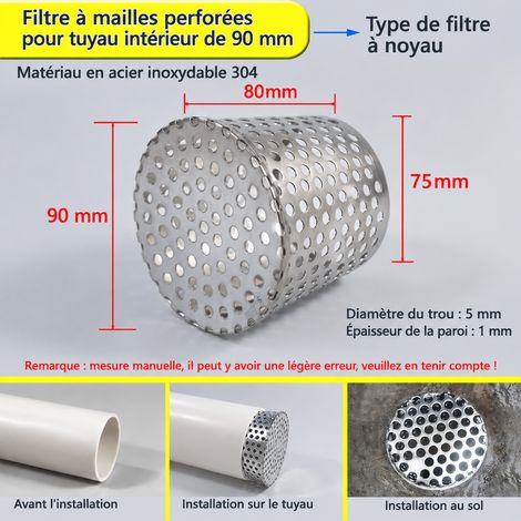 Grille filtre à insertion pour évacuation latérale modèle mécanique pour tuyau 90 inox 304, 9 × 7,5 × 8 cm 100 g – Livraison gratuite (1/3)