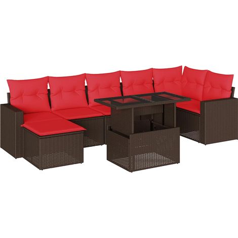 Maison Exclusive - Set Divani da Giardino 8 pz con Cuscini Marrone in Polyrattan (1/5)