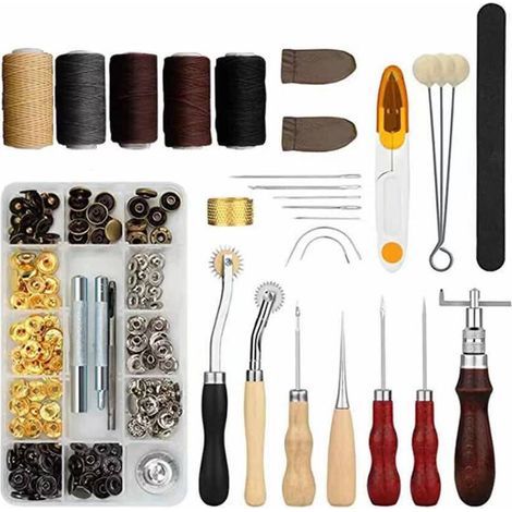 28-teiliges Lederhandwerkswerkzeugset, Lederhandwerkzeugset zum Nähen, Sticken, Gravieren, Drucken, Schneiden, professionelles Lederhandwerkszubehör, Modell: 28-teilig