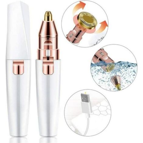 Epilateur Sourcil, Rasoir Électrique Femme, 2 En 1 Épilateur Visage Femme Flawless Avec Brosse Rasoir Électrique Rechargeable (1/4)