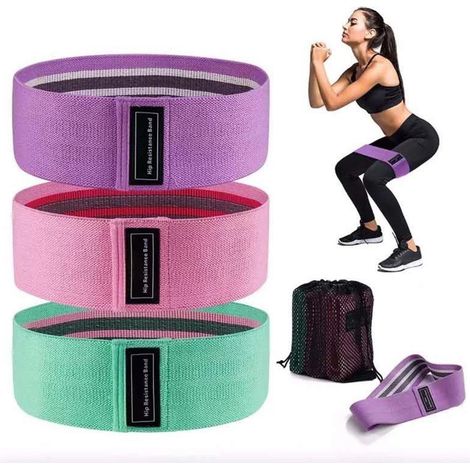 Banda elástica de entrenamiento para yoga, banda de resistencia para sentadillas, tres juegos de 8 cm de ancho, varios colores. (1/3)