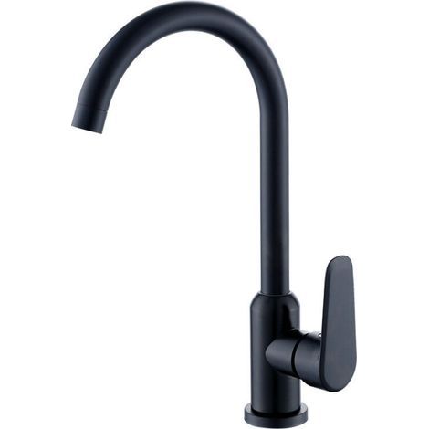 Robinet de cuisine surélevé, peinture noire, mitigeur d'évier pivotant à 360°, robinet d'évier avec eau chaude et froide (1/4)
