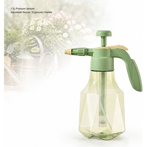 Spruzzatore a pressione da 1,5 litri - Bottiglia per annaffiare le piante - Spruzzatore da giardino ergonomico in PP/PET, beccuccio regolabile, grande capacità (1/5)