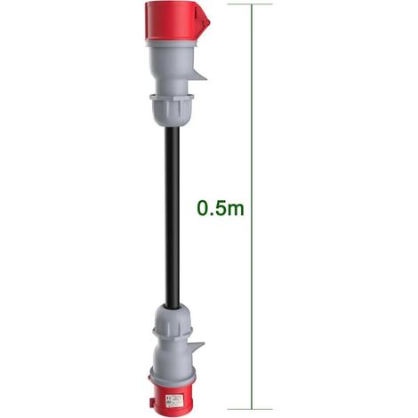 Adaptor de încărcare Tesla, CEE 32A mascul la 16A mamă, cablu 0,5 m, 5 pini, IP44, pentru rețele electrice trifazate 400V (1/4)