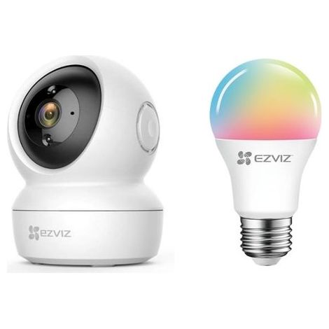 EZVIZ Kit Videosorveglianza C6N LB1 Color Telecamera Motorizzata 360 1080p Full HD e Lampadina LED RGB Wi-Fi (1/2)