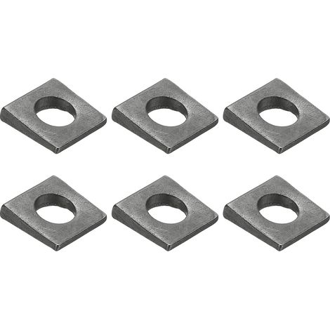 6pcs Rondelles Carrées Biseautées, M8x18mm Rondelles Carrées Biseautées Entretoise Plaque Plate Espaceur Acier Carbone pour Boulons De 8mm Attache Écrou Boulon Joint, Noir (1/5)