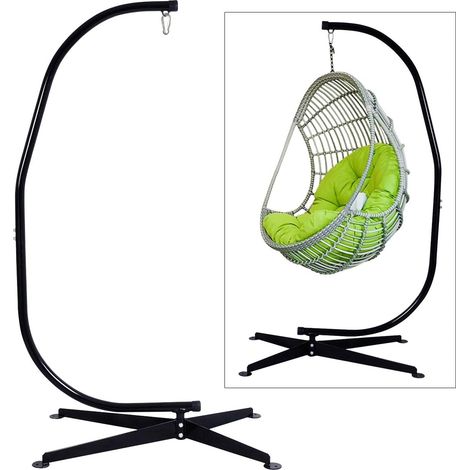 GOPLUS Support de Hamac Charge Maximale 150 KG en Acier Robuste avec Crochet Fonction Polyvalente 111 x 84 x 207 CM en Forme C Noir Decoration pour Jardin/Balcon/Maison (1/5)