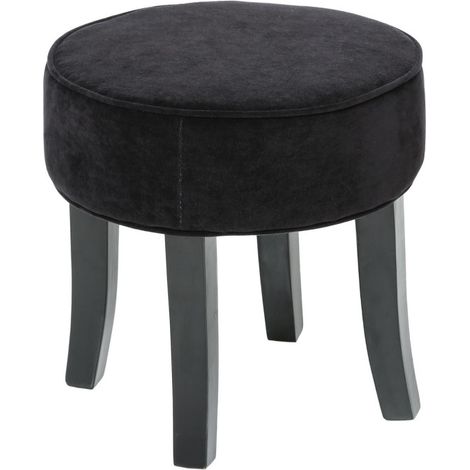 Atmosphera – Tabouret en velours 35cm noir – Assise mousse polyuréthane – Structure en pin – Design moderne et élégant pour intérieur
