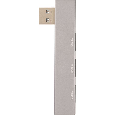 Hub USB 3.0 Mini 3 en 1, 1 port USB 3.0 + 2 ports USB 2.0, 5 Gbps, en alliage d'aluminium, portable, haute vitesse, multifonction (1/5)