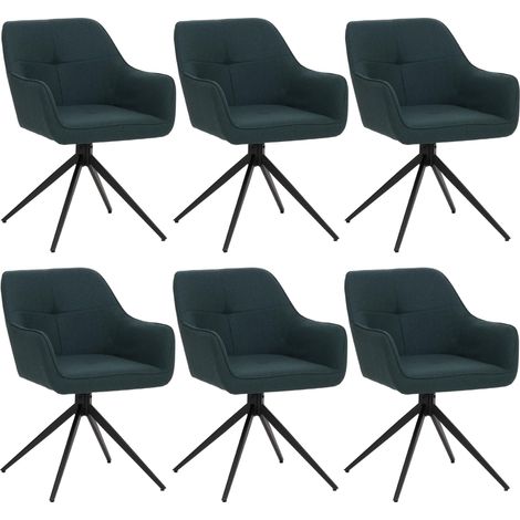 [NEUWERTIG] 6er-Set Esszimmerstuhl HHG-983, Küchenstuhl Armlehne, drehbar Auto-Return, Stoff/Textil (270g/m²) petrol-grün (1/5)