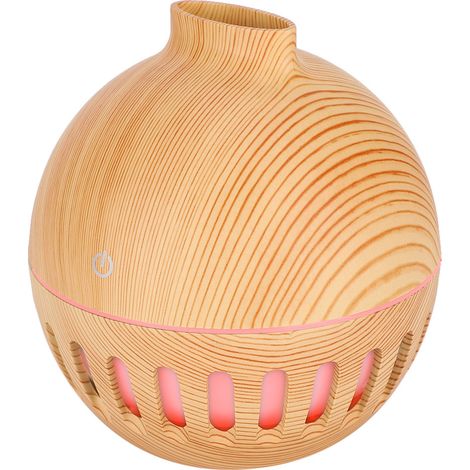 Brumeur USB 130ml pour Maison Bureau, Diffuseur d'Aroma avec Lumière Nocturne, Grain Bois Clair, Humidificateur d'Air Portable (1/5)