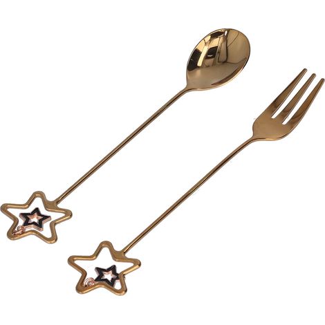 Cuillère étoile créative cœur pour café, dessert, cadeau mariage, set cuillère et fourchette en forme d'étoile, 26 pièces. (1/5)