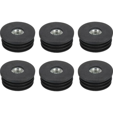 6 Embouts pour Tubes Ronds avec Filetage M8, pour Tube Rond de 32mm/1.26" de Diamètre Extérieur, Embouts de Pied de Chaise en Plastique Noir pour Meubles (1/5)