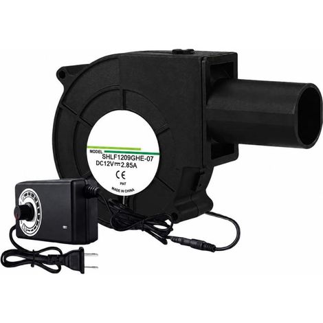 Ventilateur turbine à vitesse variable (110/220V vers 12V) – Souffleur électrique pour barbecue, poêle à bois, camping. Usage industriel et loisirs. Prise US. (1/5)