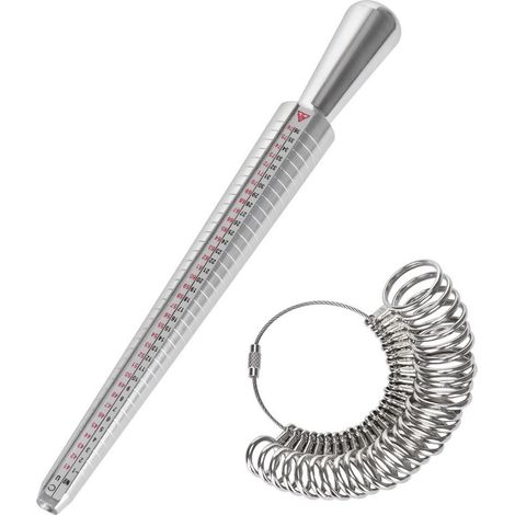 [NIE BENUTZT]41 bis 76 Fingergrößen-Messgerät für Ringe, Ringwerkzeug mit 3 Messskalen (EU, US, UK) (1/2)