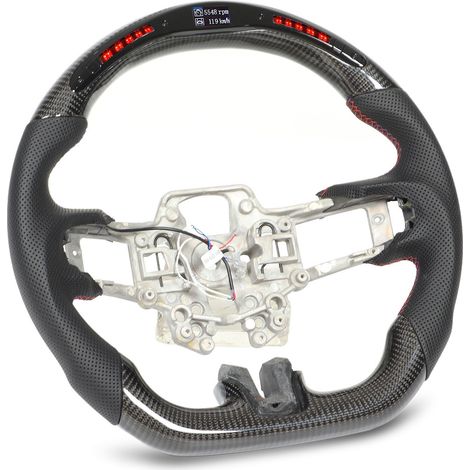 Lenkrad aus Kohlefaser mit LED-Tachometer, perforiertem Leder und roten Ziernähten – Ersatzteil für Ford Mustang 2018–2022 (1/5)