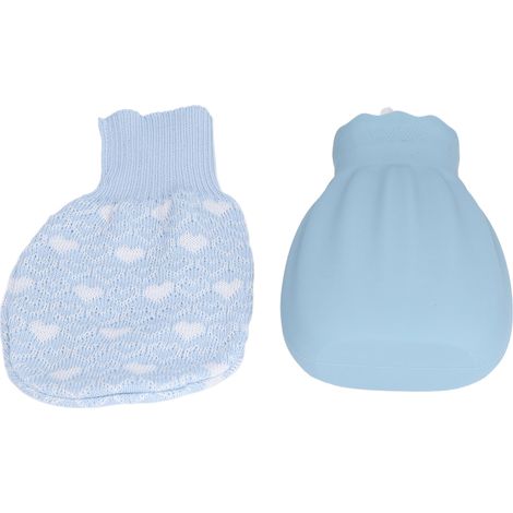 Bouillotte en silicone anti-explosion avec housse tricotée pour la maison et le bureau, 550 ml, bleue (1/5)