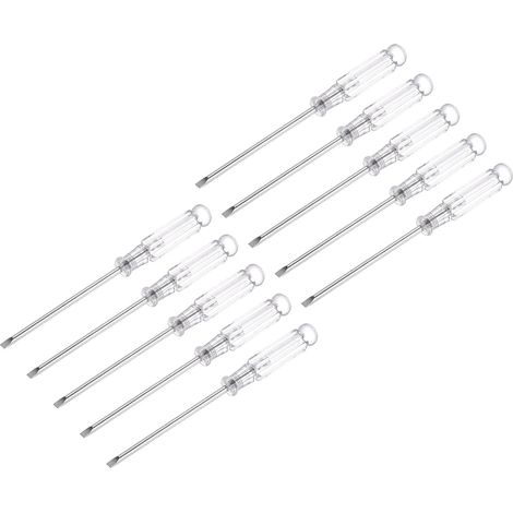 Sollbry Mini Fendue Tournevis, 3.0mm Plat Tête 93 mm Longueur pour Petit Appareils électroménagers Réparation, 10 Pcs,Poignée transparente (1/5)