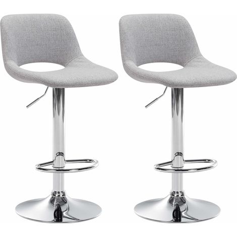2er Set Barhocker Camden Stoff hellgrau Metall in Chromoptik (1/5)