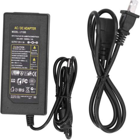 Adaptateur Secteur 5A 100‑240V AC vers 12V DC pour Ruban LED, Caméra, TV avec Fiche US (1/5)