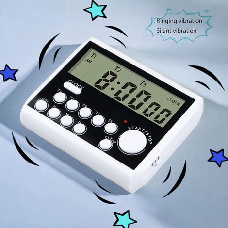 Timer di cottura multifunzione a 5 canali con ampio display e clip, timer digitale multifunzione facile da usare (1/4)