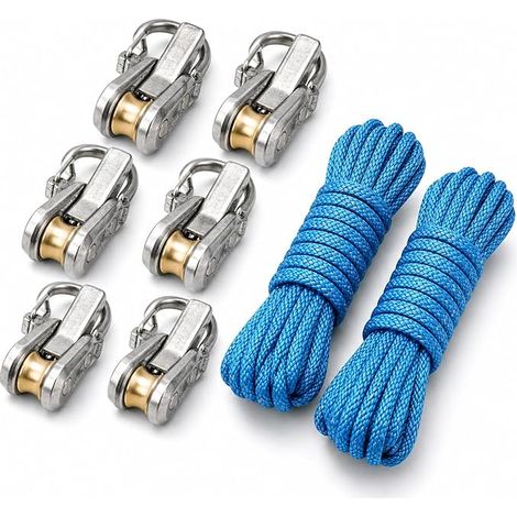 6 Pieces Roller Tensioner Rope with Roller Tensioner for Camping, Rope Roller Cam Lock Tensioner, Tensioner Tool for Tarpaulin, Tent, Outdoor Activities, No Tie (1/5)