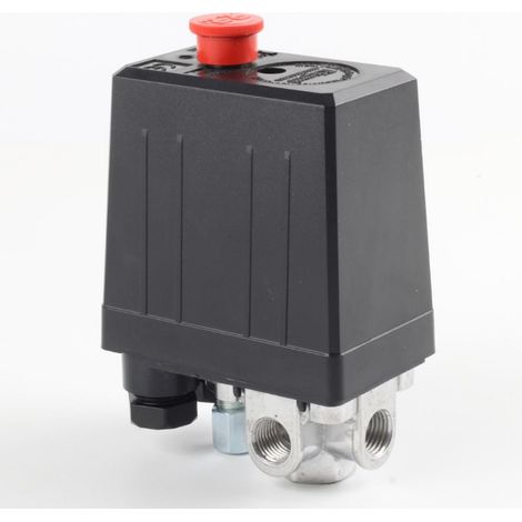 Pressostat de compresseur d'air avec 4 sorties pièces de compresseur de soupape de commande de pressostat, Monophasique, ¼" Port, Pressostat Pour Compresseur, 10 Bar/145psi