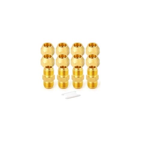 4Packs Métals Raccord de tube en laiton, demi-union avec écrou Flare, 3/8 "Flare x 3/8" Raccords de tuyaux mâles Flare (1/5)