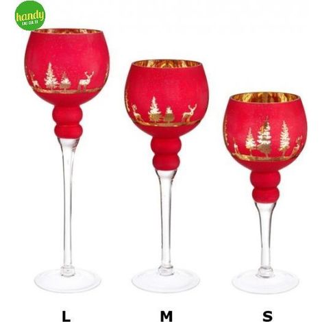 Portacandela in vetro Woodland calice Bizzotto rosso L
