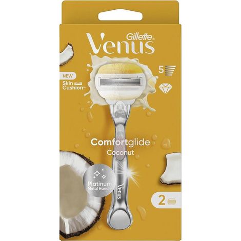 GILLETTE VENUS COMFORTGLIDE RASOIO DONNA COCCO PLUS OLAZ 2 LAME RICAMBIO (DA 5 LAME) E 1 MANICO