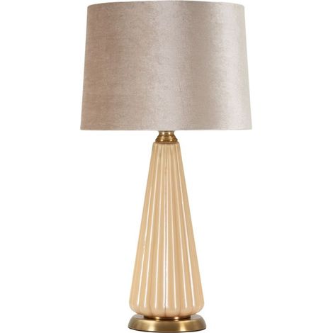 Lampada da tavolo Perly -A- in vetro perlato rigato con paralume in velluto Ø 36,5 cm