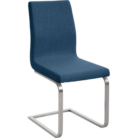 Chaise de salle à manger x1 design moderne en tissu bleu support en acier inoxydable 100007664 (1/5)