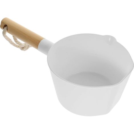 Éponge à eau en bois à long manche, blanche, pour le bain et la cuisine (1/5)