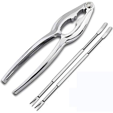 Crab Cracker, 3 Seafood Tools, Metal Nut Crackers, with Crab Cracker and 2 Crab Forks (1/5)