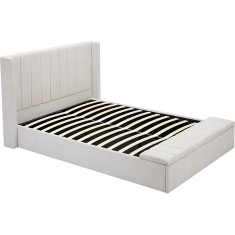 Lit coffre 140 x 190 cm avec banc - Tissu - Beige - DOUINO (1/5)