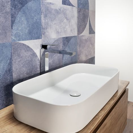 Lavabo da Appoggio a Bacinella 65x38 Cm Rettangolare Bianco (1/4)