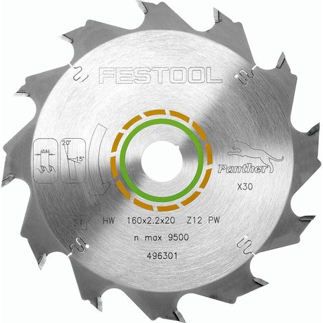 Festool 496301 160mm x 20mm x 12T Panther Saw Blade (1/3)