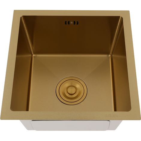 Fregadero de cocina, fregadero cuadrado de acero inoxidable de 38 cm para autocaravanas, con tapón con filtro, modelo de una sola cubeta, posibilidad de instalación empotrada o sobre encimera, color d (1/5)
