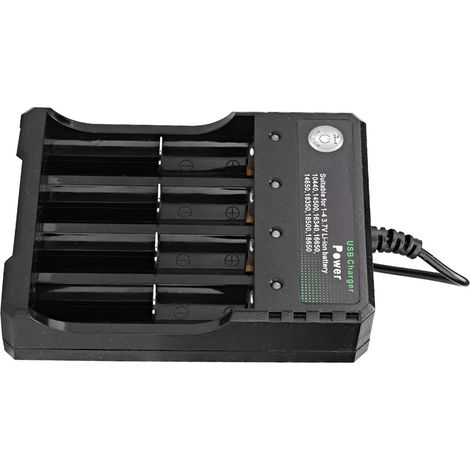 Universelles intelligentes USB-Ladegerät mit 4 Steckplätzen für wiederaufladbare 18650-Akkus (1/5)