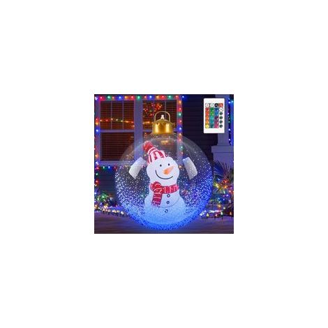 Boule de Noël gonflable 60 cm – Bonhomme de neige lumineux LED en PVC – Décoration extérieure pour jardin et porche – Atmosphère festive