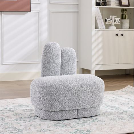 Tabouret pouf enfant lapin en tissu gris blanc OKMYHOME (1/5)
